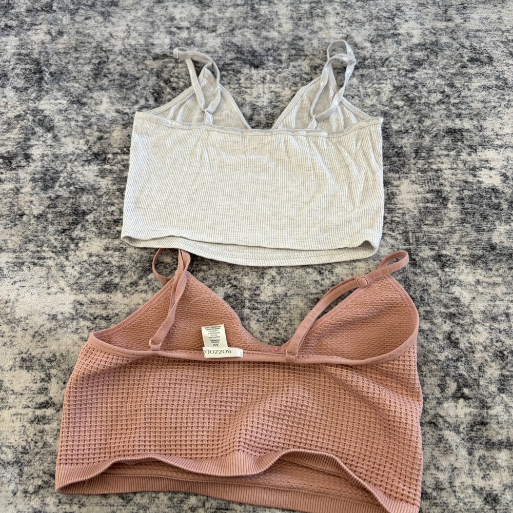 Bozzolo Womens Crop Top Lot of 3 Ribbed Waffle Knit Cami Tee Size Small Bundle - Picture 4 of 12